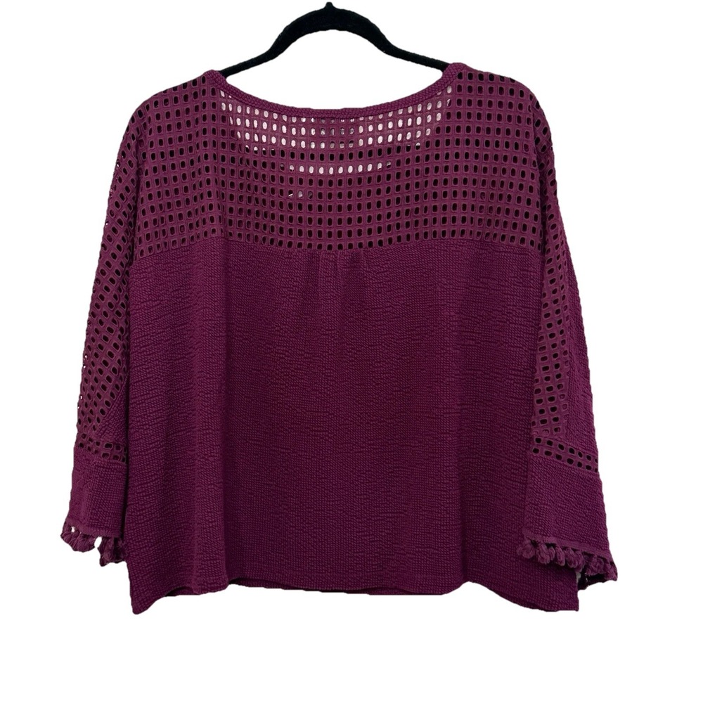 NWT Anthropologie‎ Olanda Tasselled Purple Crochet Knit Boho Top Small Boho - Picture 4 of 16